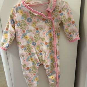 Mud Pie Pink Floral Footie One-Piece
